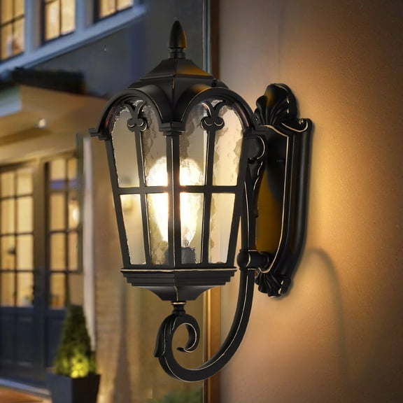 ASHOP Halogen Outdoor Wall Lantern, 60 Watts, Waterproof with Water Ripple Glass for House, Garage, Patio
