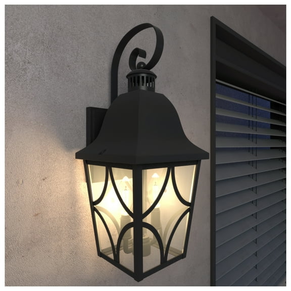 Outdoor Wall Light Fixtures, Waterproof Exterior Wall Sconce Porch Lights, Matte Black Outdoor Wall Lantern with Clear Glass, Outside Wall Mount Lighting for House, Garage, Front Door (1 pack)