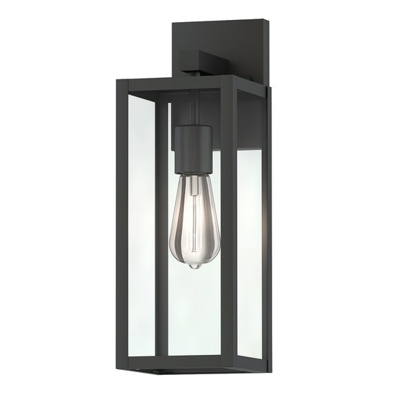 Outdoor Wall Light Matte Black Exterior Light Fixture for House, Porch, Hallway, Doorway, with Clear Glass Shade
