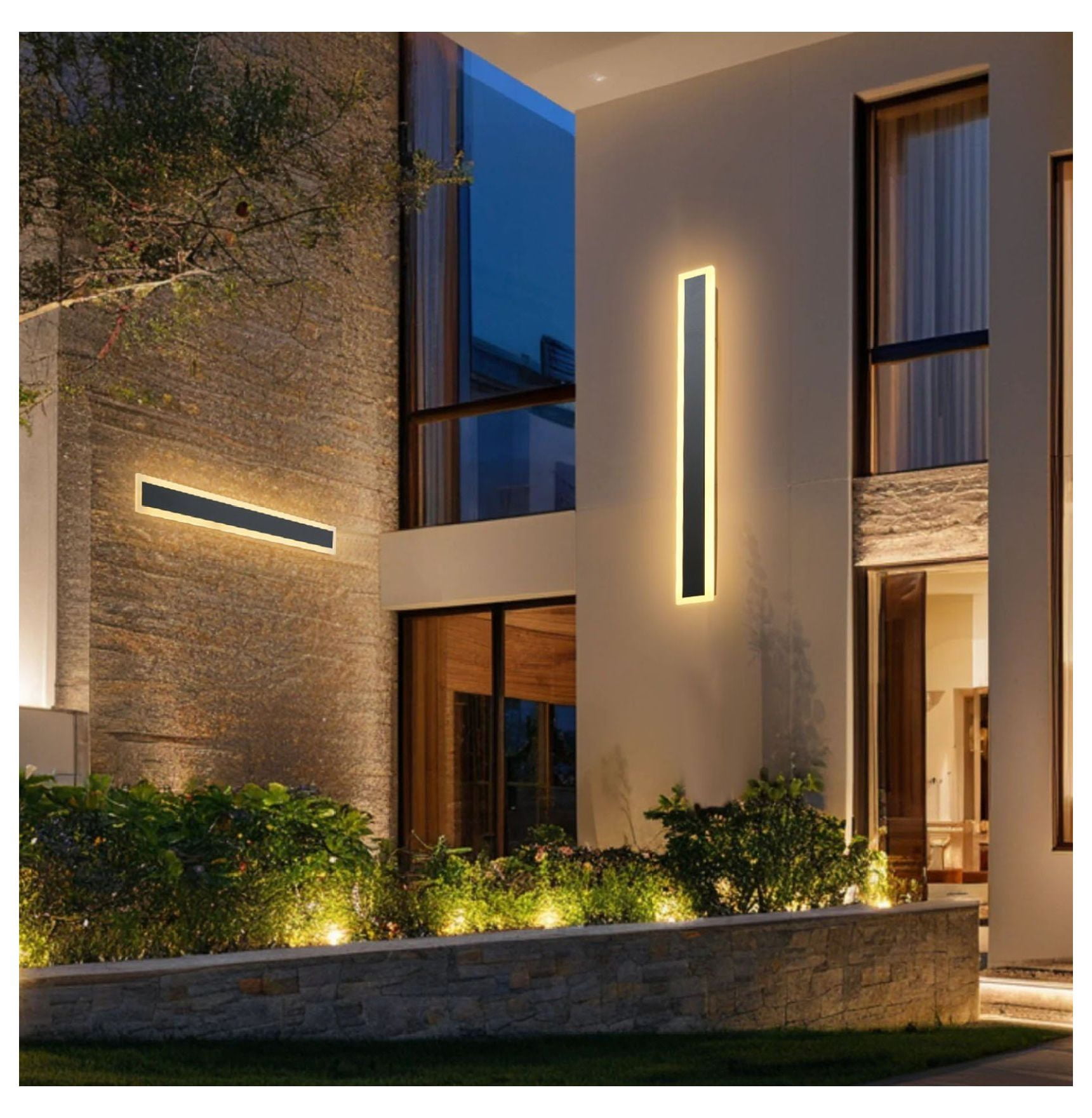 Outdoor Wall Lights 2 Pack, 31.5" Modern Exterior Sconce, 3000K Warm White, IP65 Waterproof Wall Mount for House Porch Garage