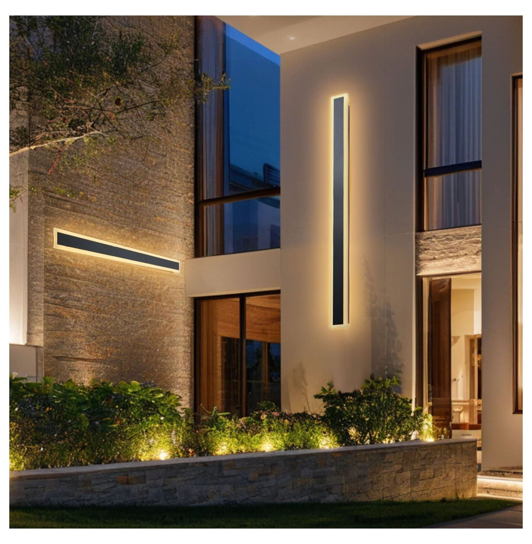 Outdoor Wall Lights 2 Pack, 47.2 Inch Modern Exterior Sconce, Dimmable 2700K-6000K, IP65 Waterproof, Anti-Rust, Porch Garage Lighting
