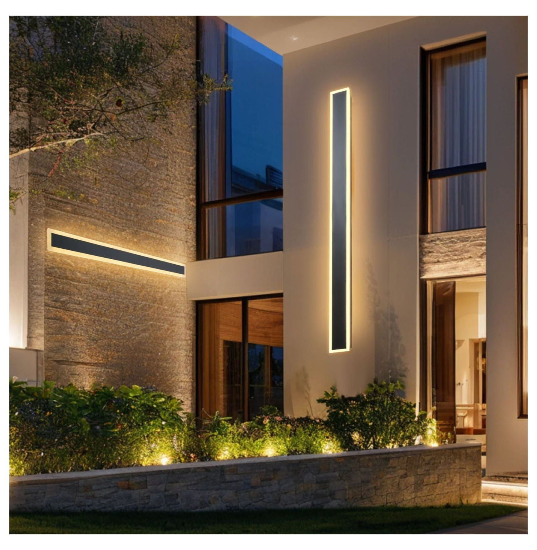 Outdoor Wall Lights 2 Pack, 59.1 Inch Modern Exterior Sconce, Dimmable 2700K-6000K, Waterproof IP65, Wall Mount Porch Garage Lighting