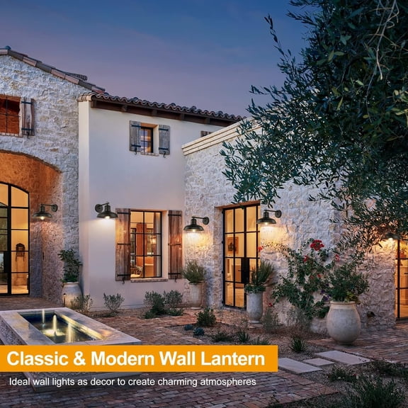 Outdoor Wall Lights - 4-Pack Black Sconces, Farmhouse Barn Lights, Modern Indoor Wall Mount Lighting Fixtures with E26 Socket, Anti-Rust Waterproof Exterior Lantern for Patio Porch Doorway Garage