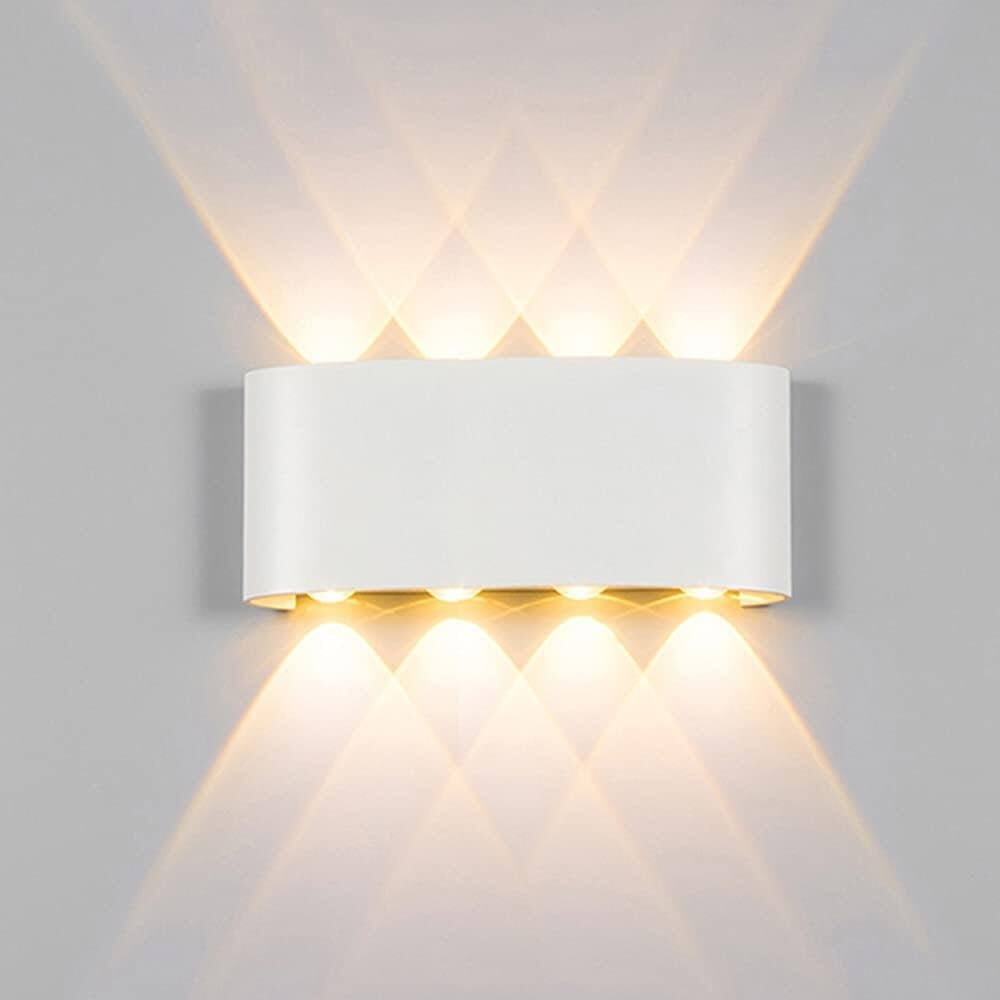 Outdoor Wall Lights,8W 3000K Led Indoor Wall Lights Aluminum IP65 Waterproof,Up and Down Wall Lights for Living Room,Bedrooms,Bathroom,Hallway