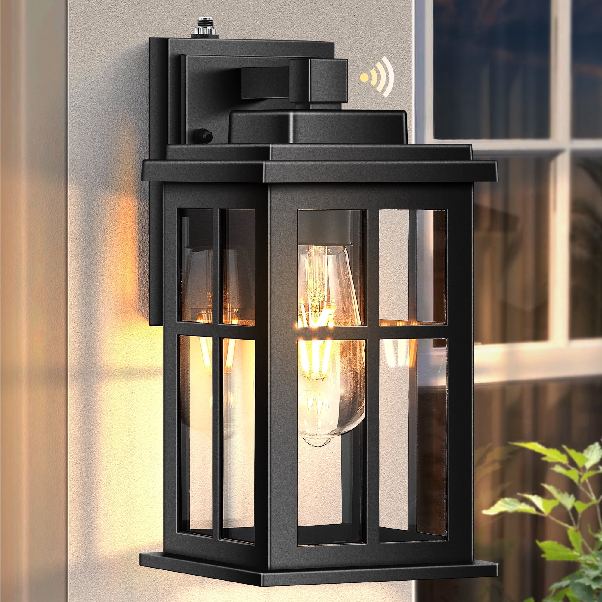 Outdoor Wall Lights Dusk to Dawn, Black Outdoor Lights for House, Waterproof Exterior Lighting Fixtures, Outdoor Light Fixture with Tempered Glass for House, Porch, Garage, Doorway