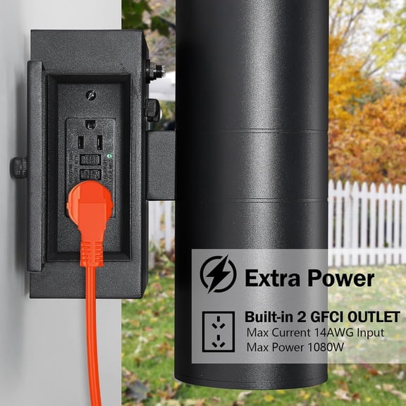 Outdoor Wall Lights with GFCI Outlet, Dusk to Outdoor Lighting Up and Down Lights, Matte Black Exterior Lighting Fixtures Wall Mount, Outside Lights for House Porch Garage