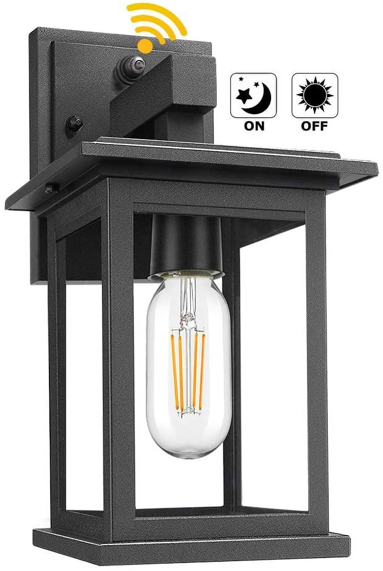 Outdoor Wall Lights with Clear Glass, 2023 Monitor Sensor Dusk to Dawn  Outdoor Wall Lantern, Matte Black Wall Mount Outdoor Light Fixtures,( No  Bulb)