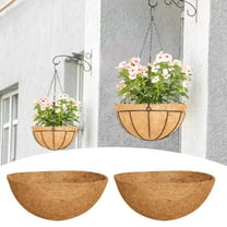 Outdoor Wall Mounted Hanging Flower Basket Planter | Coir Fiber Liner | Breathable & Water Retention | Adjustable Slot Style | Half Shape Trough | 1 Pack | Balcony/Garden Decor | Flower Pot