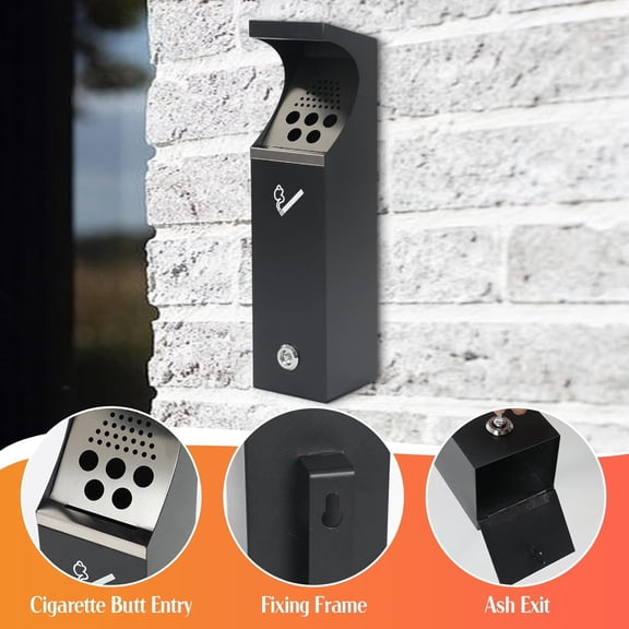 Outdoor Wall Mounted with Lock, Commercial Garbage Can Container, Stainless Steel Trash Bin Hanging for Home Office Hotels Bars, Easy to Clean