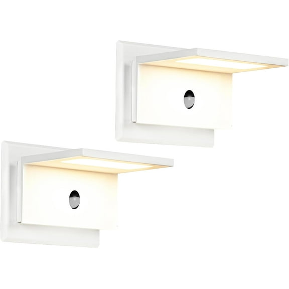 Outdoor Wall Sconce Light Motion Sensor LED Lamp Modern Wall Lighting Fixture Aluminum Porch Front Door Garden Yard Patio Garage Walkway Hallway 2 Pack