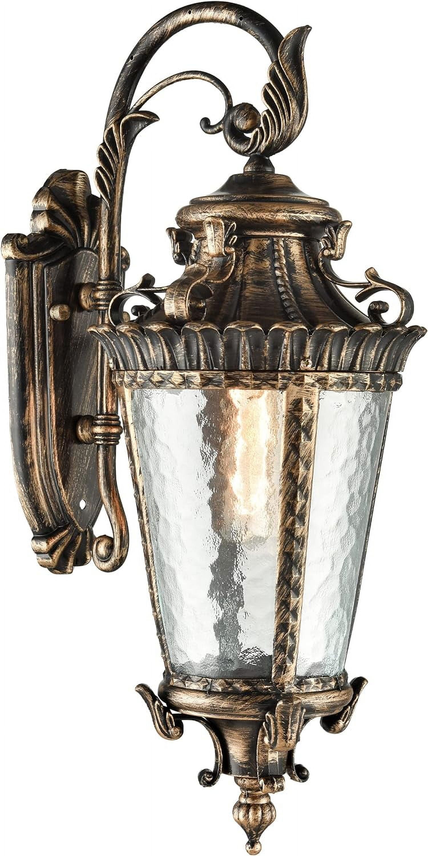 Antiqued Bronze Outdoor Sconce with Clear Water Glass Shade