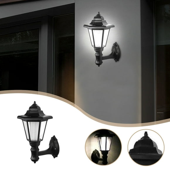 Outdoor Wall Solar Lights, Garden Retro Hexagonal Wall Lamp, Decorative Garden Villa Cold White Light Solar LED Hexagonal Light