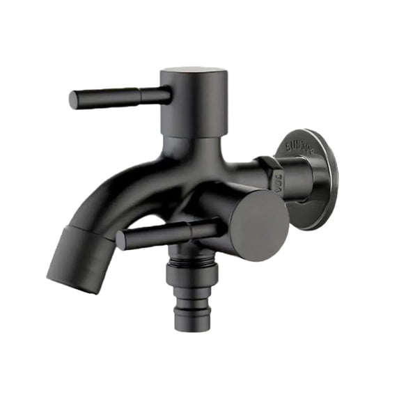 Outdoor Water Faucet 1 in 2 Out Double Outlets Heavy 304 Stainless Steel Garden Balcony Laundry Faucet with Two Separate Switches