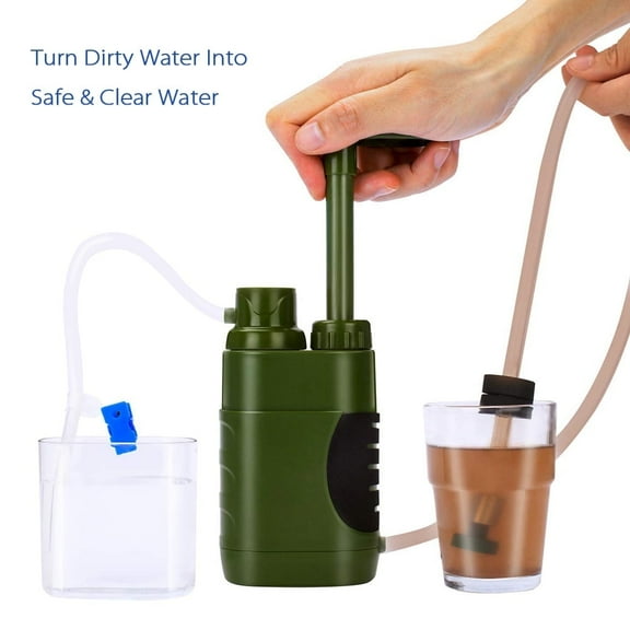 Outdoor Water Filter, 0.01 Micron 3-Stage Portable Water Purifier Pump, Personal Water Filter System for Camping, Hiking, Travel Abroad, Emergency, Backpacking, Survival