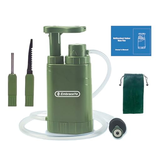 Outdoor Water Filter Multipurpose for Survival- Portable Hiking Water Filtration System - Water Purifier for Hiking, Travel, and Emergency - Hand Pump Water Filter$$Sport & Recreation Other