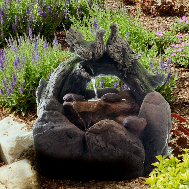 Outdoor Water Fountain With Cascading Waterfall, Natural Looking Stone and Soothing Sound for Decor on Lawn, Garden, and Patio By Pure Garden Outdoor Water Fountain With Cascading Waterfall, Natural Looking Stone and Soothing Sound for Decor on Lawn, Garden, and Patio By Pure Garden
