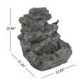 thumbnail image 1 of Outdoor Water Fountains 4-Tiered Concrete Rock Waterfall Fountain, 20.8"H – Outdoor Garden Decor with LED Lights, Weather-Resistant, Soothing Water Sound Ambiance,Tiered Outdoor Water Fountain, 1 of 12