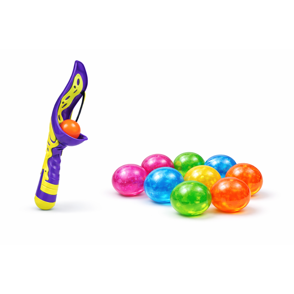 Outdoor Water Launcher Set with Reusable Splash Pods Backyard Water Play Thrower + 10 Reusable Water Pods, Summer Outdoor Game Set