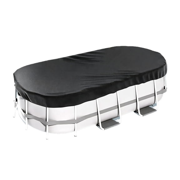 Outdoor Water Tarp for Oval Raised Recreation Pools, Debris Blocking Design, Drawstring Perimeter Hold, Folding Care