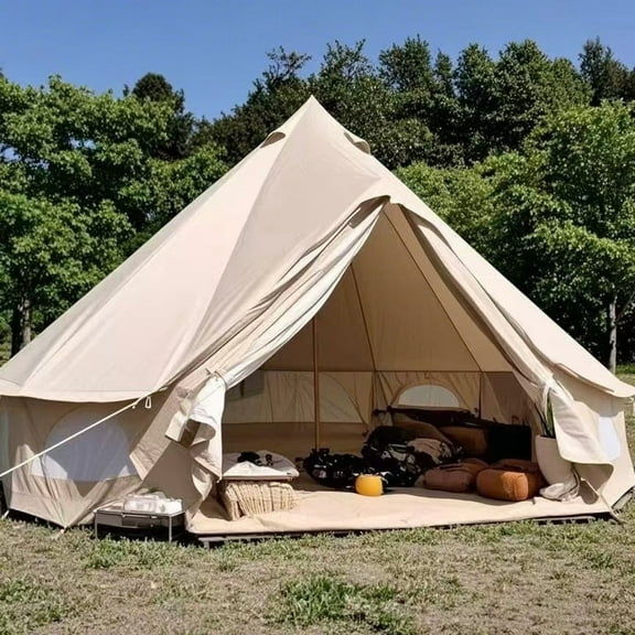 Outdoor Waterproof Anti-UV 300D Oxford Cloth Bell Tent Portable Diameter 4M Family Camping Yurt