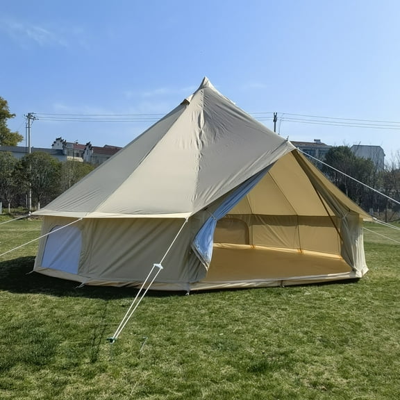 Outdoor Waterproof Anti-UV 300D Oxford Cloth Bell Tent Portable Diameter 5M Family Camping Yurt