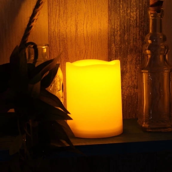 Outdoor Waterproof Battery Fake Flameless Led Pillar Candle With Timer 3”X 4”