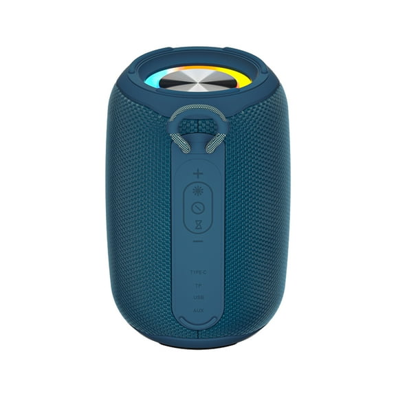 Outdoor Waterproof Bluetooth Speaker with LED Light | IPX6 Portable Wireless Speaker 12W HD Sound & 13H Playtime | TWS Stereo for Camping/Hiking/Beach (Black/Blue 1.19lb)