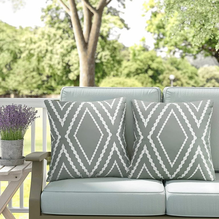 Waterproof Outdoor Boho Throw Pillow Covers Geometric Design Patio Garden Set of 2 18x18 Inches Walmart