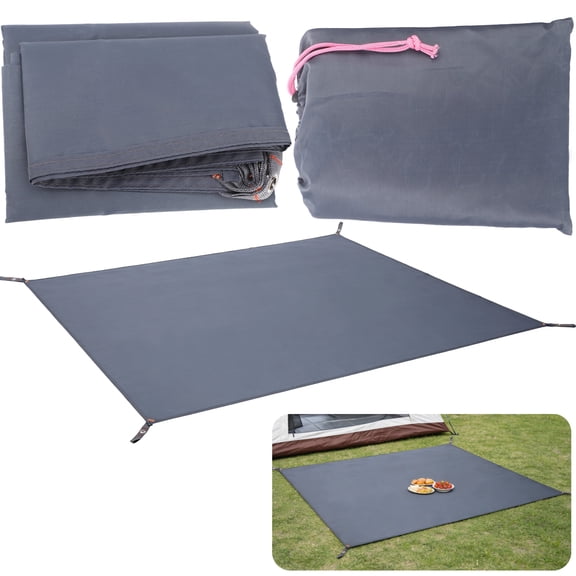 Outdoor Waterproof Camping Tent Tarp, 210D Oxford Cloth Ground Sheet 55.1" x 82.7" with Stake Holes & Storage Bag for Camping, Hiking, Backpacking, Gray
