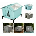 thumbnail image 1 of Outdoor Waterproof Cat House Kitty Shelter Stray Cat Nest Rainproof with Removable Cushion & Roof Pet House Animal Tent Tent Bed Anti-Slip Kitten Cave Small Dog Kennel (Blue, M), 1 of 9