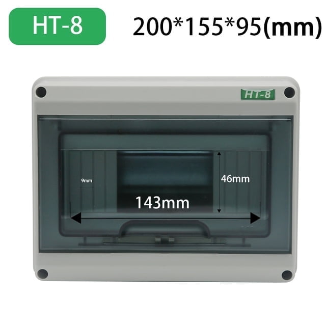 Outdoor Waterproof Distribution Box with DIN Rail, Transparent Cover ABS Waterproof Circuit Breaker Box IP65, Indoor and Outdoor Walls