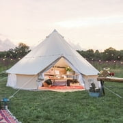 Outdoor Waterproof Family Camping Cotton Canvas Bell Tent Luxury Glamping Yurt Diameter 5M (16.4FT)