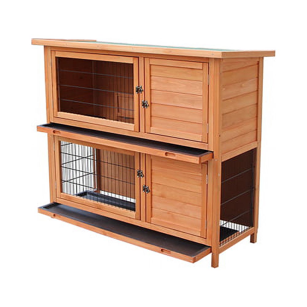 Outdoor Waterproof Fir Wood Chicken Coop Doubledeck Rabbit Cages