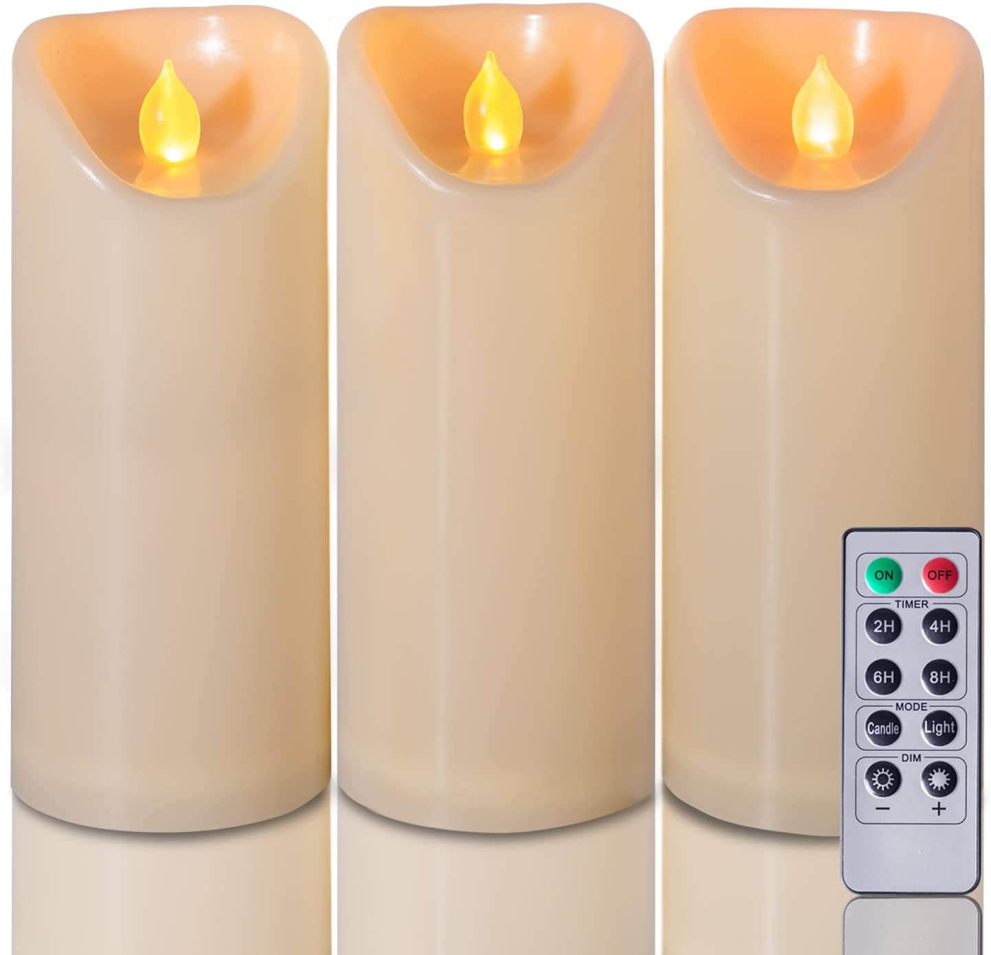 Outdoor Waterproof Flameless Candles, Set of 3 LED Plastic Candles with