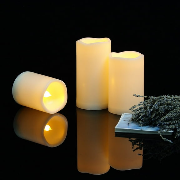 Outdoor Waterproof Flameless LED Pillar Candles with Timer Battery Operated Flickering Resin Candle Lights for Halloween Christmas Home Wedding Party Centerpiece Decorations Supplies
