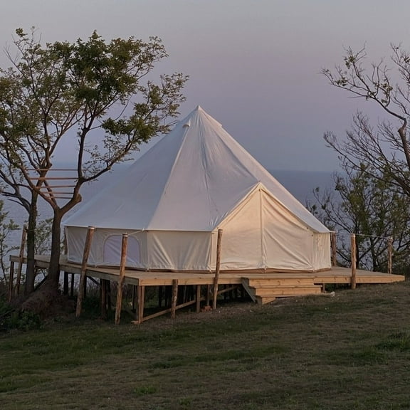 Outdoor Waterproof Oxford Cloth Family Camping Bell Tent Luxury Glamping Retreat Diameter 6M (19.7FT)