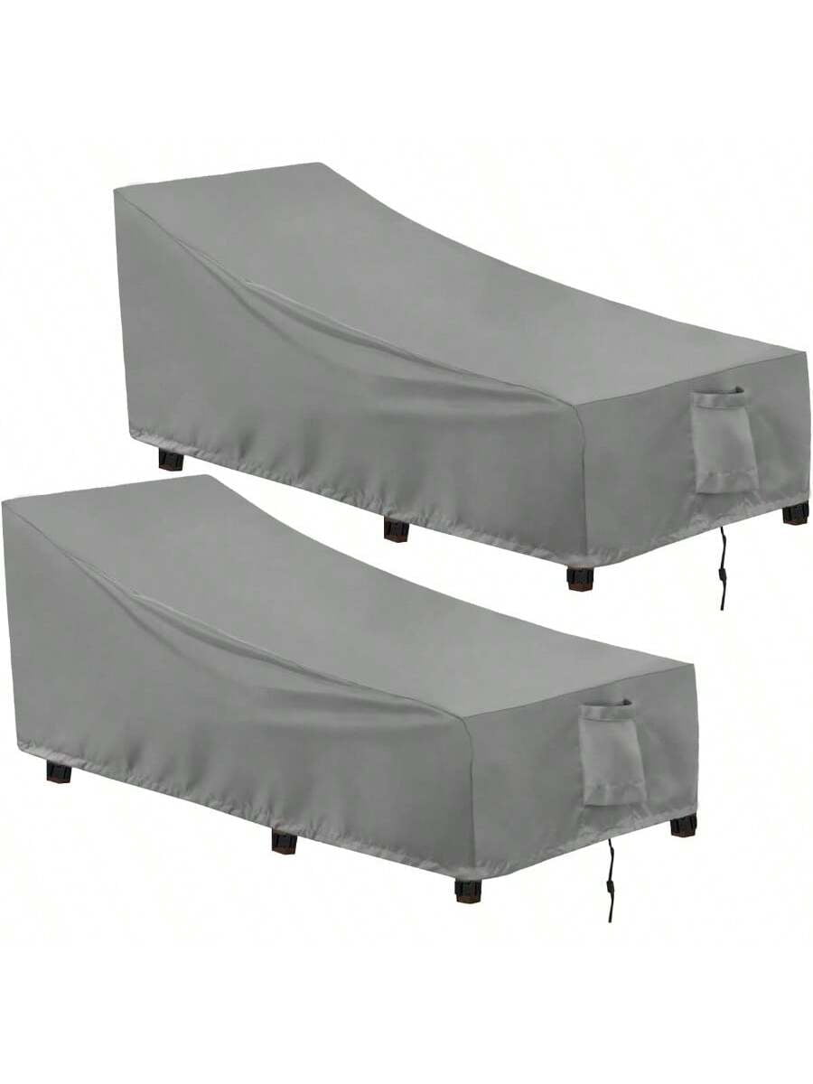 Outdoor Waterproof Patio Chaise Lounge Chair Cover - UV Resistant Lounger Covers Heavy Duty Weatherproof Patio Sofa Furniture Covers 2 Packs 78Wx35.5Dx33H Inches Gray