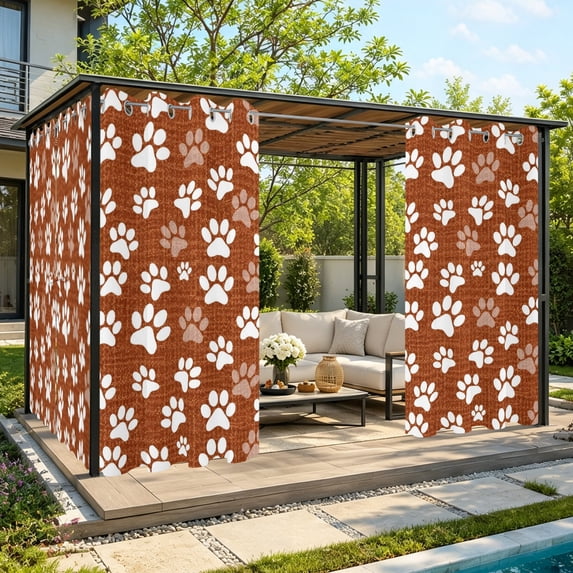 Outdoor Waterproof Patio Curtain 95" Length-1 panel,Farm Dog Paw ...