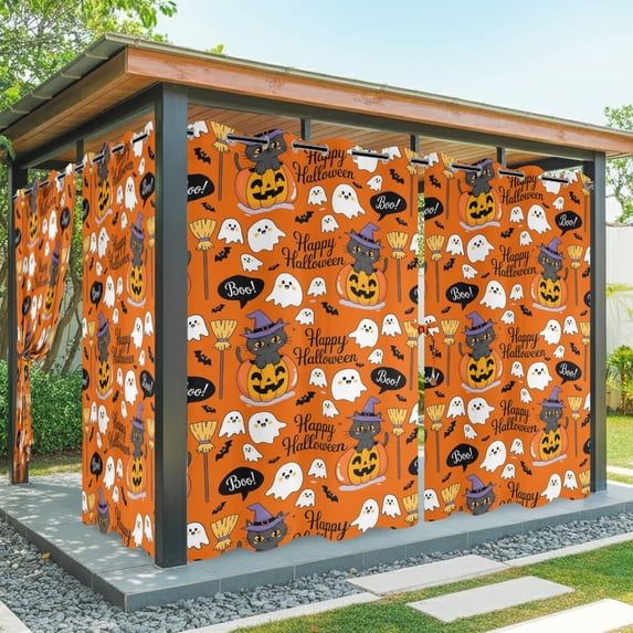 Outdoor Waterproof Patio Curtain 95" Length-1 panel,Pumpkin Ghost ...