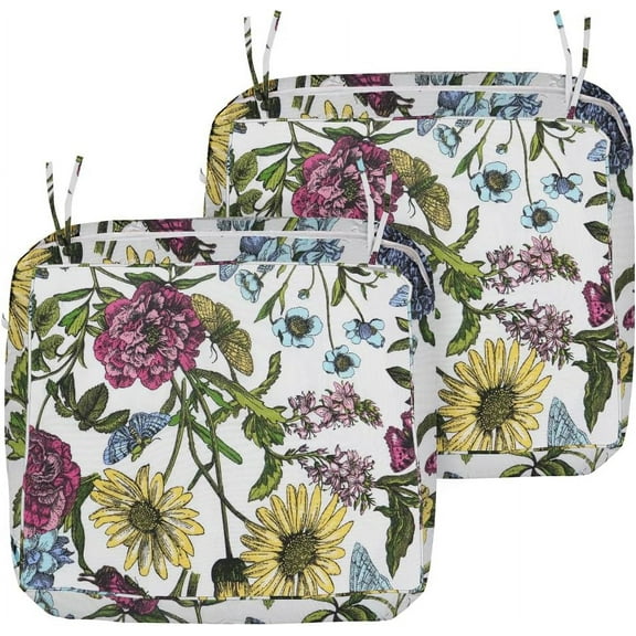 Outdoor Waterproof Patio Cushion Covers 24" X 24" X 4" Set of 2 Replacement Slipcovers Decorative Cushion Cover for Chair Seat Garden Bench Porch Couch P007-24X24X4-2PC Cover