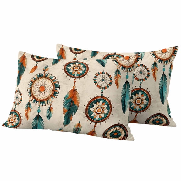 Outdoor Waterproof Pillow Covers Abstract Indian Totem Decorative Throw Pillow Protectors,Pillowcase Cushion Cases for Patio Sofa Garden Couch,20x12in,Pack of 2