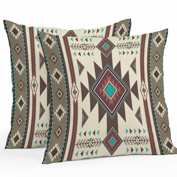Outdoor Waterproof Pillow Covers Aztec Tribal Ethnic Style Decorative Throw Pillow Protectors for Patio Sofa Garden Couch,20x20in 2 Pack