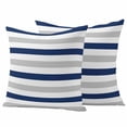 thumbnail image 1 of Outdoor Waterproof Pillow Covers Blue Grey Striped Decorative Throw Pillow Protectors,Pillowcase Cushion Cases for Patio Sofa Garden Couch,18x18in,Pack of 2, 1 of 14