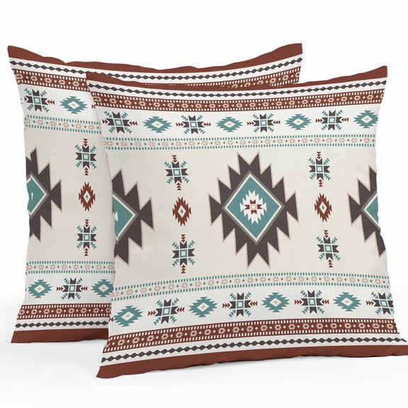 Outdoor Waterproof Pillow Covers Classic Aztec Pattern Decorative Throw Pillow Protectors for Patio Sofa Garden Couch,18x18in 2 Pack