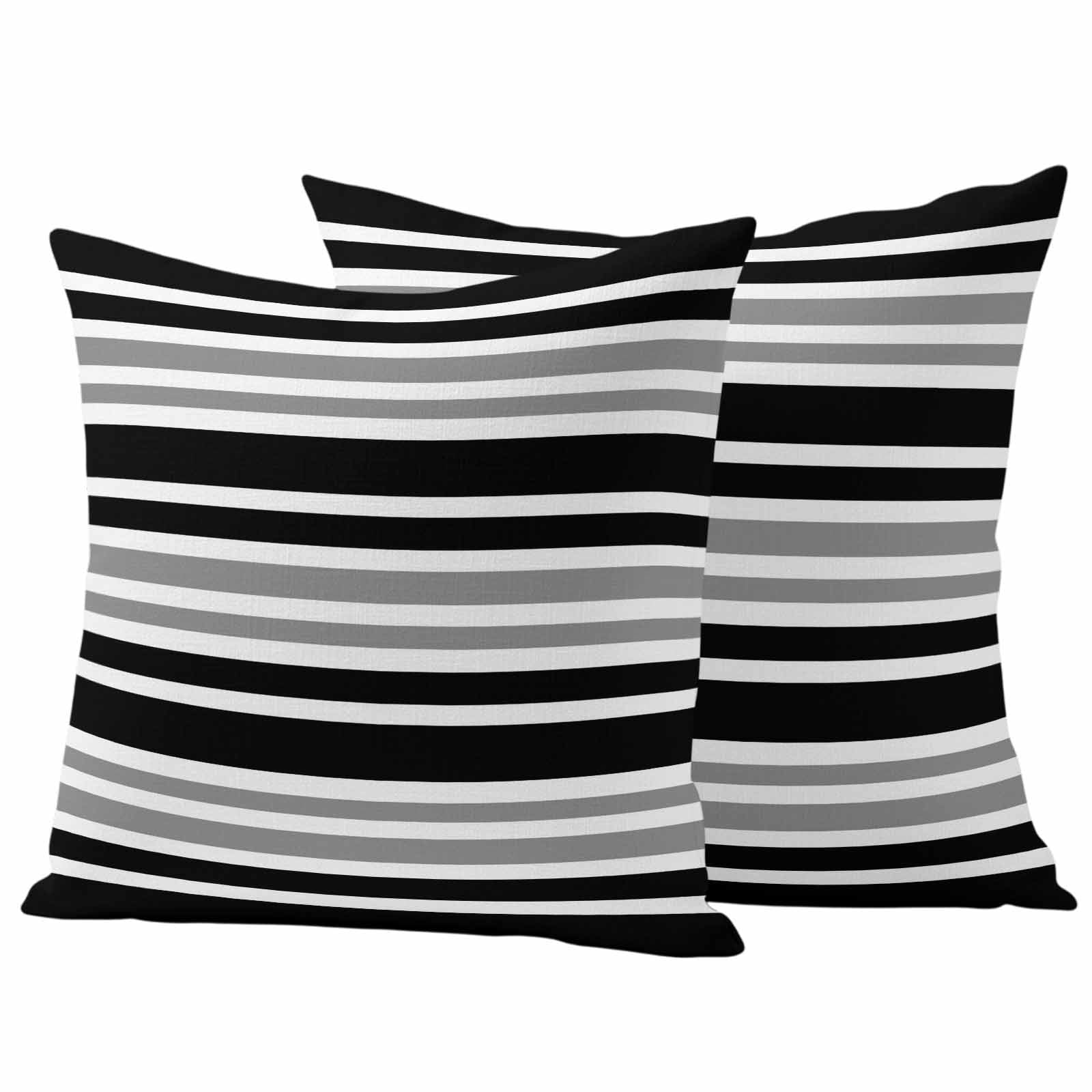 Outdoor Waterproof Pillow Covers Classic Gray Black Striped Decorative Throw Pillow Protectors,Pillowcase Cushion Cases for Patio Sofa Garden Couch,18x18in,Pack of 2