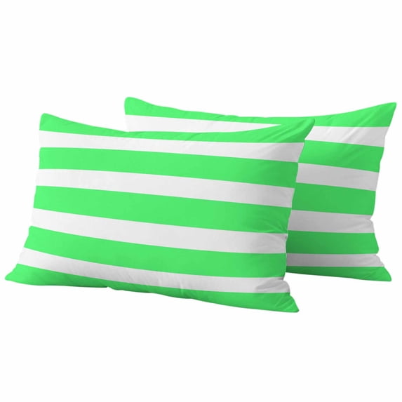 Outdoor Waterproof Pillow Covers Classic Green Striped Decorative Throw Pillow Protectors,Pillowcase Cushion Cases for Patio Sofa Garden Couch,20x12in,Pack of 2