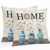 Outdoor Waterproof Pillow Covers Country White Daisy Wood Board Decorative Throw Pillow Protectors for Patio Sofa Garden Couch,18x18in 2 Pack