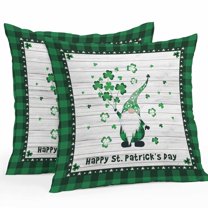 Outdoor Waterproof Pillow Covers Cute Gnomes with Lucky Shamrock for St. Patrick's Day Decorative Throw Pillow Protectors,18x18in 2 Pack