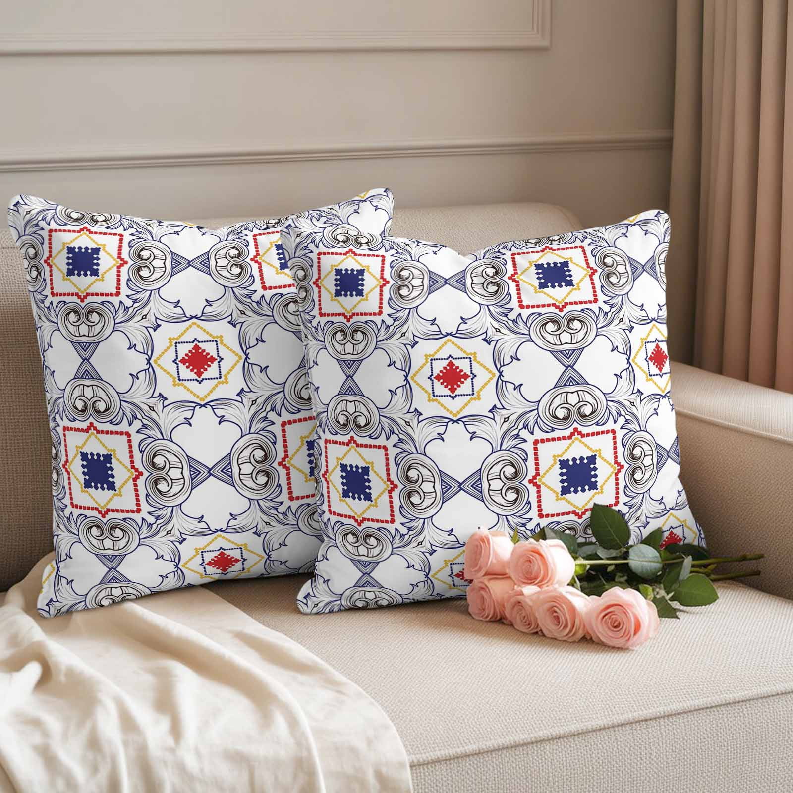 Simple Abstract Leaf Pattern Outdoor Waterproof Pillow Covers Ethnic Retro Geommetric Pattern Throw ...