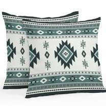 Outdoor Waterproof Pillow Covers Farm Ethnic Tribal Green Pattern Decorative Throw Pillow Protectors for Patio Sofa Garden Couch,18x18in 2 Pack